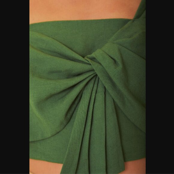 Farm Rio Green Front Bow Crop Tank Top XS - Picture 3 of 8